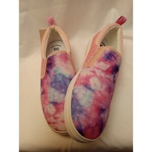 NWT SO GIRLS SIZE 5 ARTIC CASUAL SNEAKERS SLIP-ON FLAT GLITTER PASTEL TIE-DYE